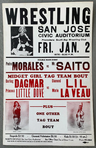 MORALES, PEDRO-MR. SAITO PLUS MIDGET WRESTLING ON SITE POSTER (1976)