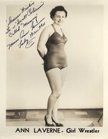 LAVERNE, ANN SIGNED PROMOTIONAL PHOTO (LADY WRESTLER)