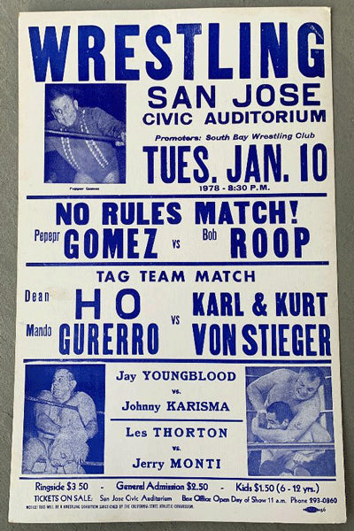 GOMEZ, PEPPER-BOB ROOP WRESTLING ON SITE POSTER (1978)