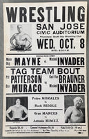 PATTERSON, PAT & DON MURACO VS> KARL VON BRAUNER & MASKED INVADER ON SITE POSTER (1975)