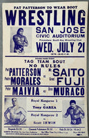 MORALES, PEDRO & PAT PATTERSON VS MR. SAITO & GREAT FUJI WRESTLING ON SITE POSTER (1976)