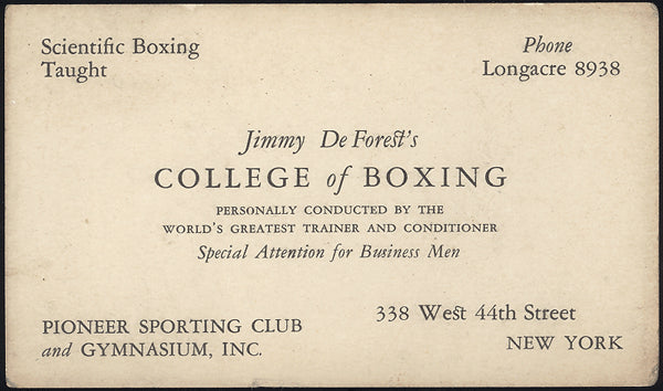 DEFOREST, JIMMY BUSINESS CARD