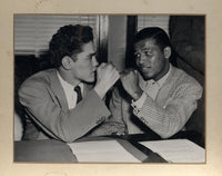 ROBINSON, SUGAR RAY-JIMMY DOYLE ORIGINAL MOUNTED PHOTO (1947-CONTRACT SIGNING)