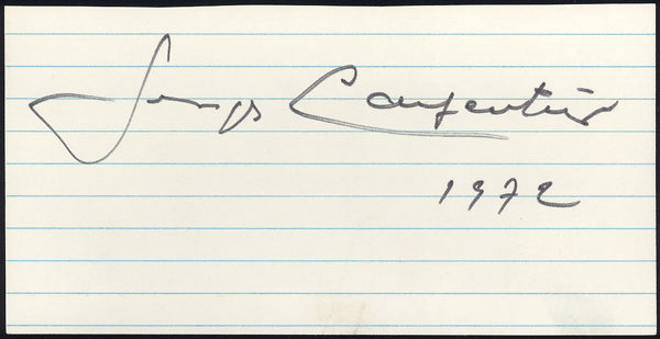 CARPENTIER, GEORGES SIGNED INDEX CARD