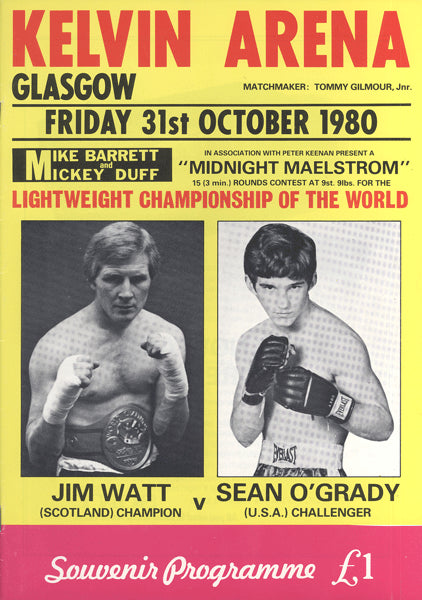 WATT, JIM-SEAN O'GRADY OFFICIAL PROGRAM (1980)