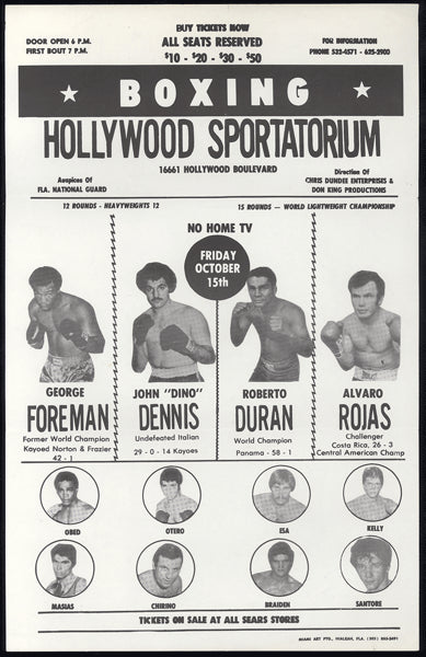 FOREMAN, GEORGE-JOHN "DINO" DENNIS & ROBERTO DURAN-ALVARO ROJAS ON SITE BROADSIDE (1976)