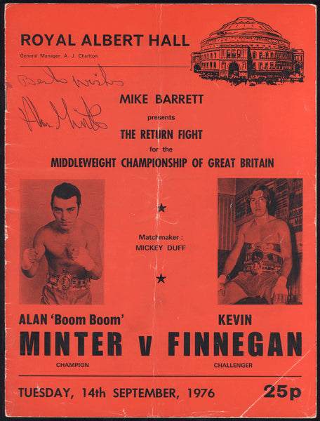 MINTER, ALAN-KEVIN FINNEGAN SIGNED OFFICIAL PROGRAM (1976-SIGNED BY MINTER)