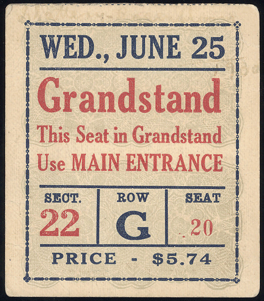 ROSENBLOOM, MAXIE-JIMMY SLATTERY TICKET STUB (19