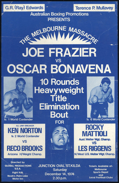 FRAZIER, JOE-OSCAR BONAVENA & KEN NORTON-RECO BROOKS ON SITE BROADSIDE (1974)