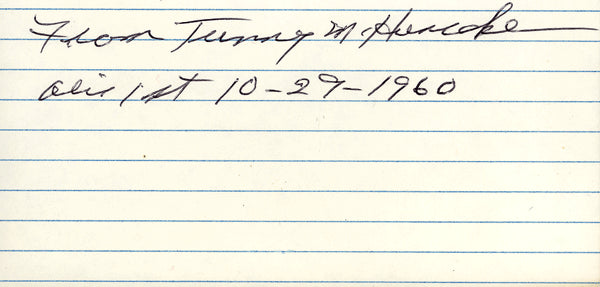 HUNSAKER, TUNNEY SIGNED INDEX CARD