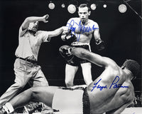 PATTERSON, FLOYD & INGEMAR JOHANSSON SIGNED ACTION PHOTO (1ST FIGHT)