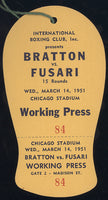 CHARLIE FUSARI-JOHNNY BRATTON WORKING PRESS PASS (1951)