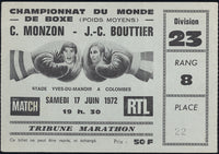 MONZON, CARLOS-JEAN CLAUDE BOUTTIER STUBLESS TICKET (1972)