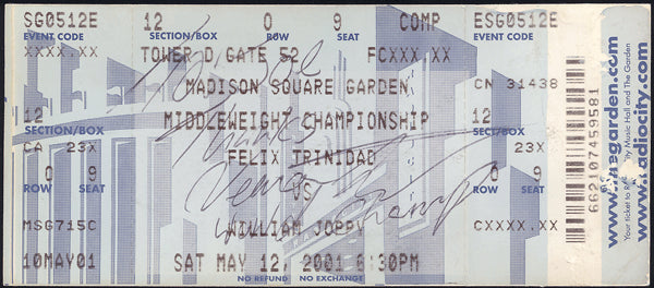 TRINIDAD, FELIX-WILLIAM JOPPY FULL TICKET (2001-SIGNED BY VERNON FORREST)