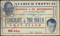 CHOCOLATE, KID-PHIL BAKER STUBLESS TICKET (1937)