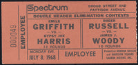 GRIFFITH, EMILE-GYPSY JOE HARRIS STUBLESS ON SITE TICKET (1968)
