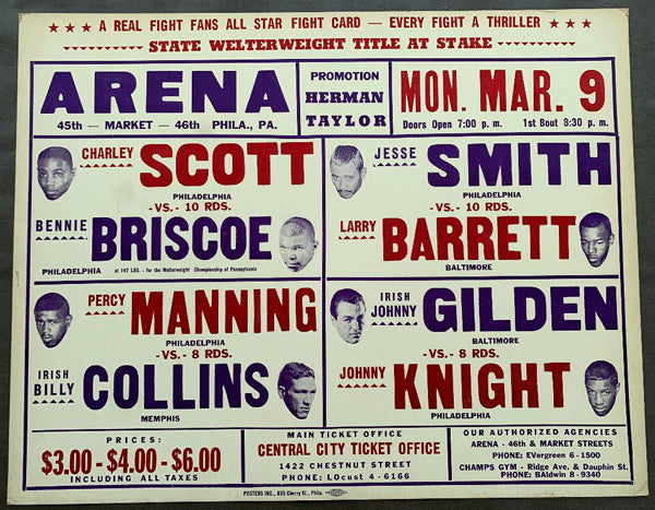 BRISCOE, BENNIE-CHARLEY SCOTT & PERCY MANNING-BILLY COLLINS ON SITE POSTER (1964)