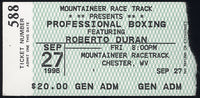 DURAN, ROBERTO-MIKE CUTHBERT STUBLESS TICKET (1996)