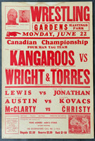 KANGAROOS VS BEARCAT WRIGHT & ENRIQUE TORRES WRESTLING ON SITE POSTER (1964)