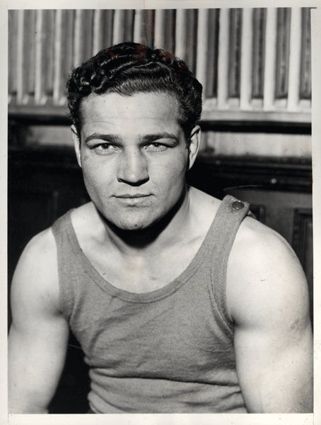 RISKO, BABE WIRE PHOTO (1935-BEFORE FIGHT WITH DUNDEE) – JO Sports Inc.
