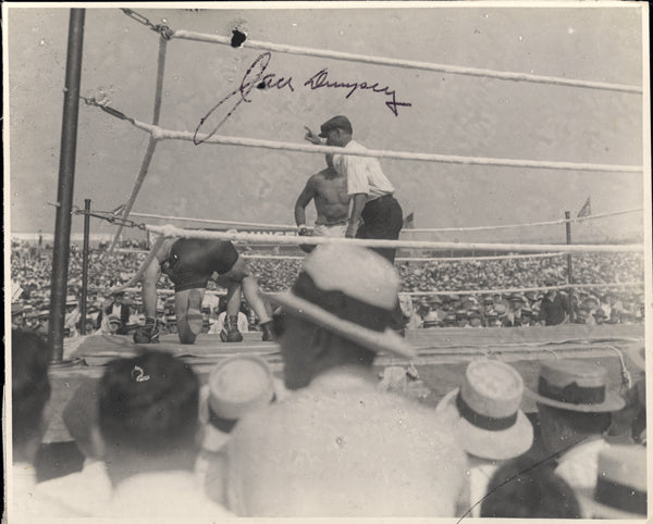 DEMPSEY, JACK-JESS WILLARD ORIGINAL WIRE PHOTO (1919-SIGNED BY DEMPSEY)