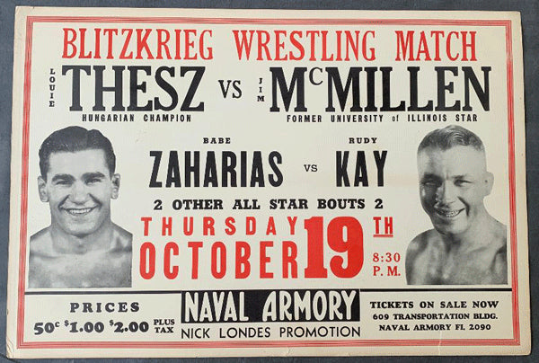 THESZ, LOU-JIM MCMILLEN ON SITE POSTER (1939)