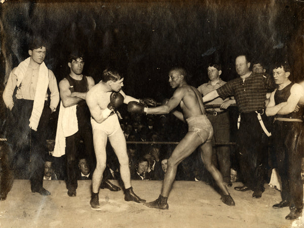 GANS, JOE-JIMMY BRITT ORIGINAL ANTIQUE PHOTO (1904-SQUARING OFF)