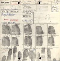 CARTER, RUBIN "HURRICANE" SIGNED FINGERPRINT CARD (1961-PSA/DNA)