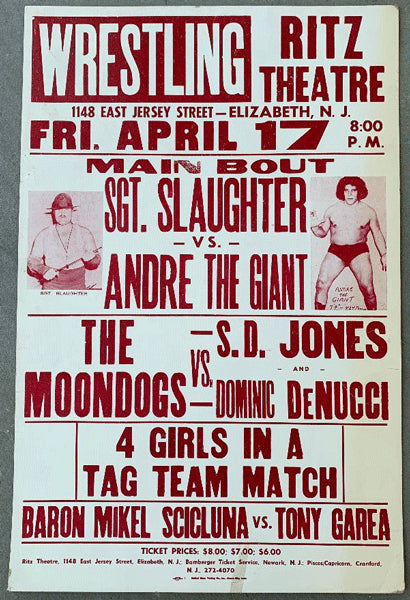 ANDRE THE GIANT VS. SGT. SLAUGHTER ON SITE POSTER (1981)