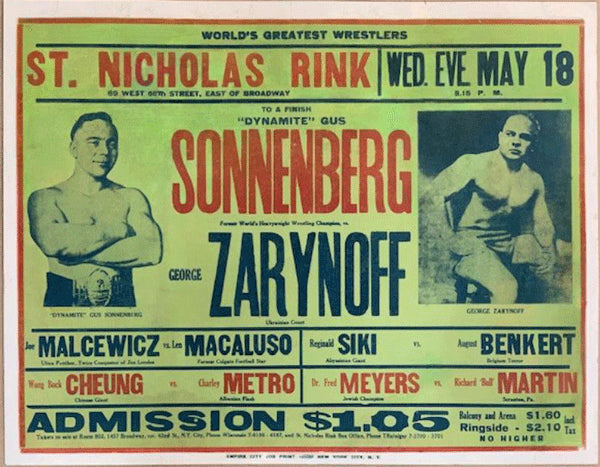 SONNENBERG, GUS-GEORGE ZARYNOFF ON SITE WRESTLING POSTER (1932)