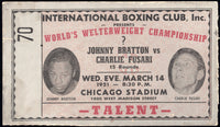 BRATTON, JOHNNY-CHARLIE FUSARI STUBLESS ON SITE TICKET (1951)