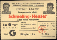 SCHMELING, MAX-ADOLPH HEUSER ORIGINAL STUBLESS ON SITE TICKET (1939)