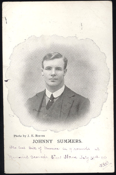 SUMMERS, JOHNNY REAL PHOTO POSTCARD (1909)