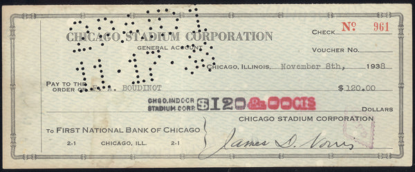 NORRIS, JAMES D. SIGNED BUSINESS CHECK (1938)