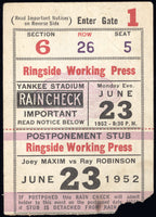 ROBINSON, SUGAR RAY-JOEY MAXIM TICKET STUB (1952)