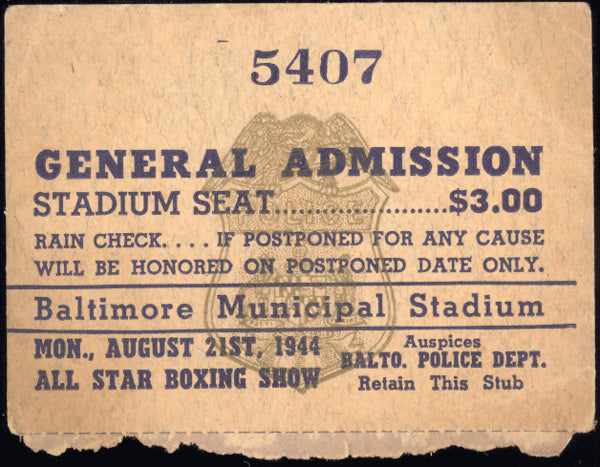 DELLICURTI, VIC-JOHN WALKER TICKET STUB (1944)