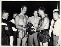 BAER, MAX-MAX SCHMELING WIRE PHOTO (1933-BEFORE START OF FIGHT)