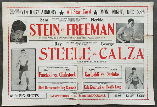 STEIN, SAMMY-HERBIE FREEMAN & RAY STEELE-GEORGE CALZA OFFICIAL WRESTLING PROGRAM (1931)