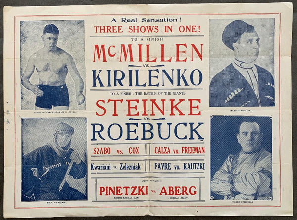 STEINKE, HANS-TINY ROEBUCK & JIM MCMILLEN-MATROS KIRILENKO OFFICIAL WRESTLING PROGRAM (1932)