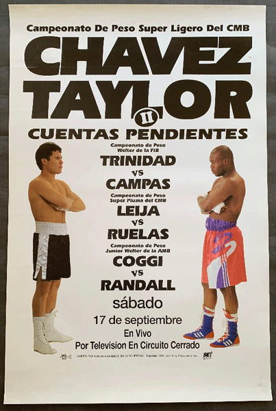 CHAVEZ, JULIO CESAR-MELDRICK TAYLOR II SIGNED CLOSED CIRCUIT POSTER (1994)