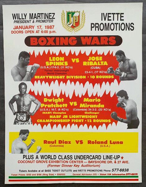 SPINKS, LEON-JOSE RIBALTA ON SITE POSTER (1987)