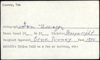 HEENEY, TOM SIGNED PAPER CARD