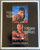 TYSON, MIKE-HENRY TILLMAN & GEORGE FOREMAN-ADILSON RODRIGUES ON SITE POSTER (1990)