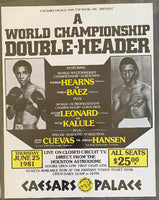 LEONARD, SUGAR RAY-AYUB KALULE & THOMAS HEARNS-PABLO BAEZ CLOSED CIRCUIT POSTER (1981)