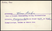 BIRKIE, HANS SIGNED INDEX CARD