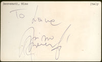BENVENUTI, NINO VINTAGE SIGNED INDEX CARD