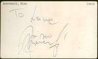 BENVENUTI, NINO VINTAGE SIGNED INDEX CARD