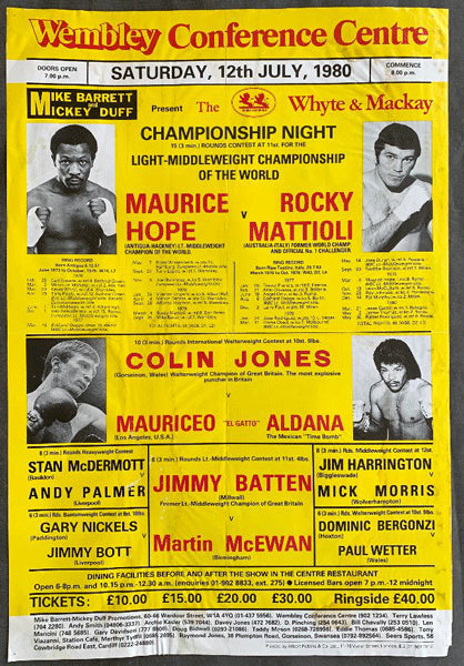 HOPE, MAURICE-ROCKY MATTIOLI ON SITE POSTER (1980)