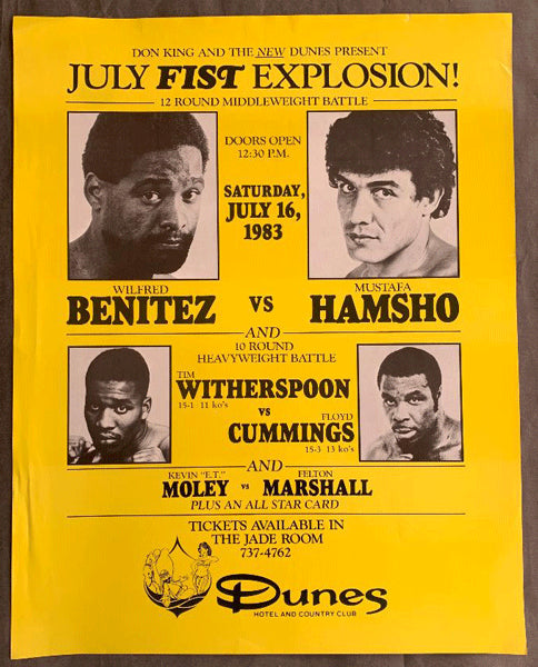 BENITEZ, WILFRED-MUSTAFA HAMSHO & TIM WITHERSPOON-FLOYD CUMMINGS ON SITE POSTER (1983)