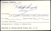 GONZALEZ, RODOLFO "GATO" SIGNED INDEX CARD